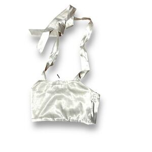 Tic Toc Satin Halter Neck Crop Top Size Medium New with tags Cream